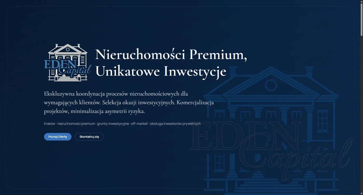 Podgląd strony projektu EdenCapital